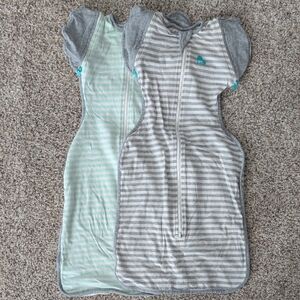 Love to Dream Striped Gray and Mint Sleep Sacks